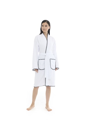Athena Kimono Kadın Bornozu- Beyaz %100 Pamuk Beyaz