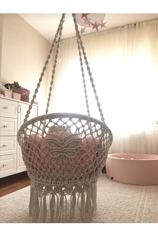 Woodshut Tek Kişilik Makrome Salıncak Mis38005 Naturel