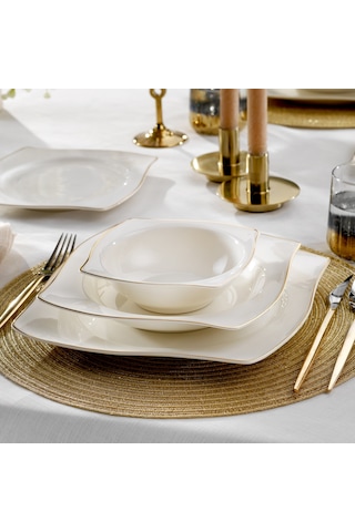 Schafer Bety Yemek Takımı 48 Parça-gold Altın - Beyaz