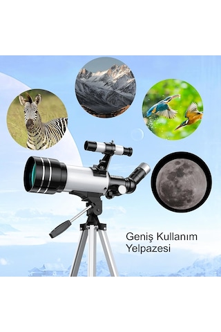 Hymark Astronomik 150x Teleskop 70/300mm Mercek Gece Görüş Uzay Doğa Gözlem