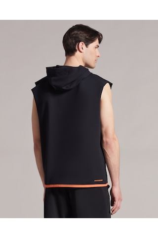 Skechers M Lw Fleece Two Yarn Mesh Detailed Sleeveless Hoodie Sweatshirt Erkek Siyah Sweatshirt S231029-001