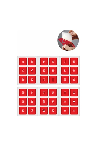 Enhavalı Düz Font Kare Harf Geçici Dövme Şablonu
