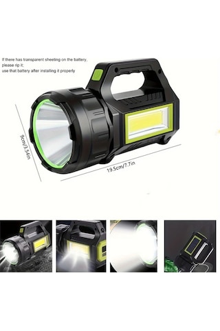 Xuweiwei 1 Adet El Feneri Süper Parlak Güneş Enerjili 7 Modlu Cob Yan Aydınlatmalı Taşınabilir Kamp Lambası Açık Hava Seyahat Acil Durum Bakır - Siyah
