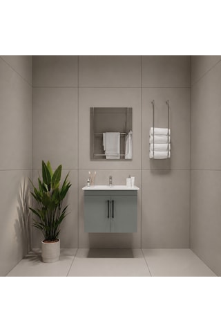 Creavit D20 Banyo Dolabı Seti Çekmeceli 80 Cm Gri