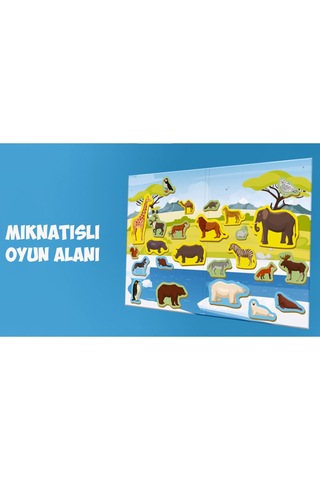 Calimera Toys Ahşap Mıknatıslı Seyahat Kitabı Vahşi Hayvanlar Oyunu