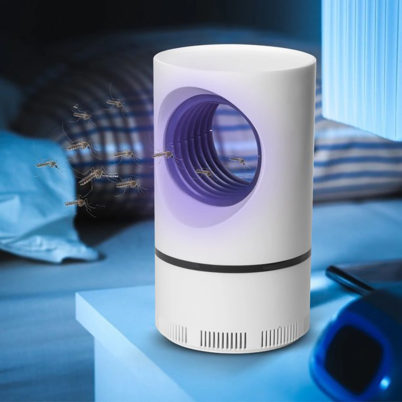 Kosona Ev İçi Fiziksel Musluk Yok 360 Derece Emici Fanlı Usb Led Mus Oratıcı Lambası - Büyük Göz Fildişi Beyazı