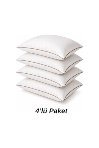 4 Adet Biyeli Yastık Vizon Serisi 1000gr Silikon Boncuk Elyaf Dolgulu 50 x 70 CM Vizon