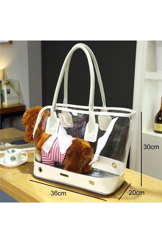 Dodopet Açık Taşınabilir Moda Şeffaf Kedi Köpek Pet Taşıma Çantası Çanta Omuz Çantası, Boyut: 36 X 20 X 30cm Beyaz