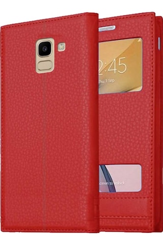 Samsung Galaxy J6 J600 Uyumlu Pencereli Kapaklı Magnum Kılıf
