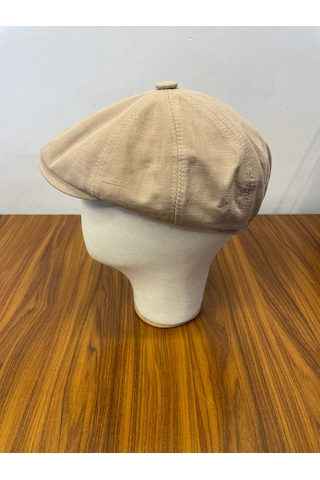 Hamze Peaky Blinders Tommy Shelby Model Keten Kasket Şapka Bej