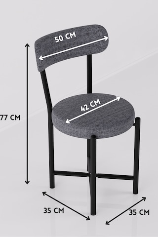 Sandalye 1 Adet Keten Kumaş Metal Ayak Modern Mutfak Sandalyesi Cafe Balkon Ofis Teddy 9817 Anstrast Gri