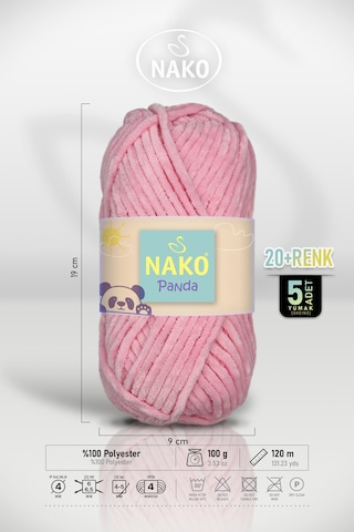 Panda - Pamuk Şeker 3121 - 5'li Paket - 100gr/120m - Kadife El Örgü İpi - Amigurumi Punch İpi