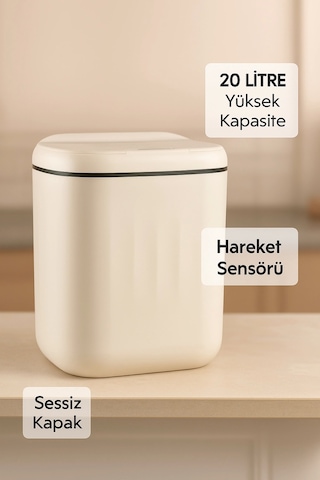 20l Sensörlü Akıllı Antibakteriyel Çöp Kovası Otomatik Kapaklı, Banyo Mutfak 4 Pil Yanında