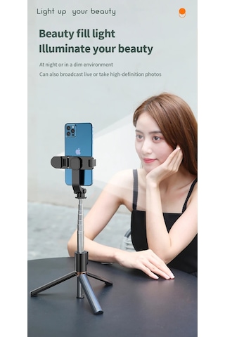 K9 Masaüstü Tripod Işıklı Kumandalı Selfie-youtuber Tripod 170 Cm