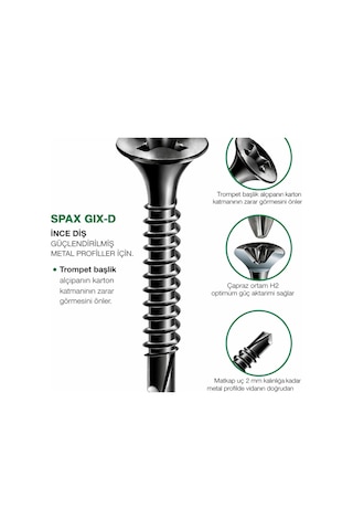 Matkap Uçlu Alçıpan Vidası Siyah 3.5x35 Mm 100 Adet Metal Profil Uyumlu 3.5*35