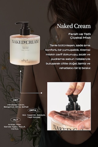 Pürüzsüzleştirici Nemlendirici Saten Bitişli Duş Jeli Kundal Moist Gleam Body Wash Naked Cream Çiçek
