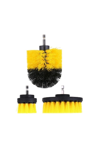 Springsun "3 Parça Sarı Elektrikli Matkap Fırça Seti - Mutfak & Banyo Temizliği İçin Dayanıklı" Sarı