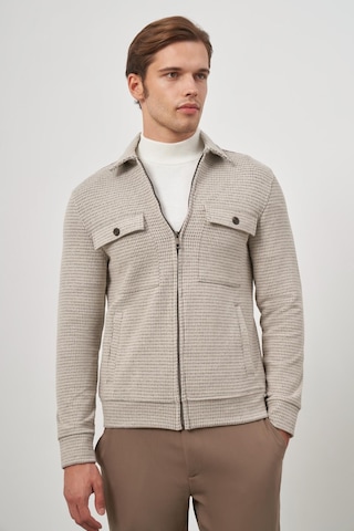 İmza Bej Örme Bebe Yaka Kendinden Desenli Yırtmaçsız Astarsız Slim Fit Classic Mont 1007245158 Bej