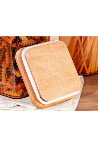 Madame Coco Kaviera 1500ml Ahşap Kapaklı Saklama Kabı 2'li 1ksakl04321500ml-amber Turuncu