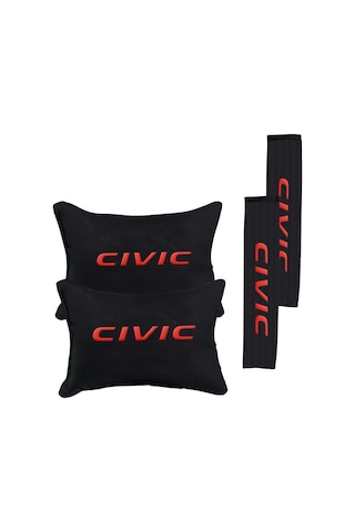 Kırmızı Civic Nakışlı Otomind Boyun Yastığı Seti