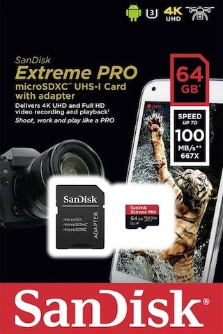 Sandisk Extreme Pro SDSQXCG-064G-GN6MA 64 GB MicroSDXC Hafıza Kartı + Adaptör