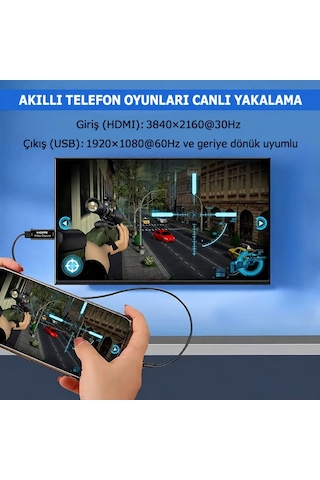 Hdmı Video Capture 1080p Usb Görüntü Yakalama Kartı Ps4 Ps5 Xbox Oyun Kayıt Adaptörü 1 Adet