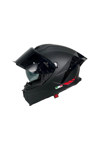 Sway SW 867 Red Strıp Siyah Camlı Motosiklet Kaskı Mat Siyah