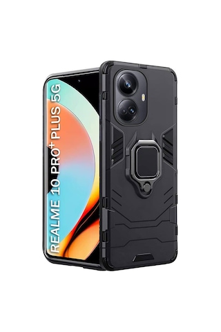 Realme 10 Pro + Batman Serisi Yüzük Standlı Armor Kılıf - Al3349