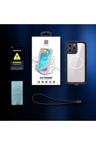 Apple Uyumlu iPhone 16 Pro Max Kılıf 360 Ön Ve Arka Koruyucu Kapak Su Geçirmez 1-1 Silikon Zırhlı Kapak Siyah
