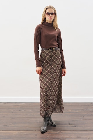 Desenli Tül Etek Yeşil Ekose Yeşil Ekose