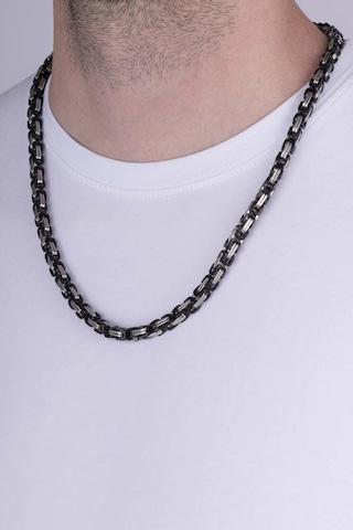 Gümüş Pazarım Çift Renkli Siyah Geçişli Çelik Erkek Kral Zincir Kolye Çok renkli