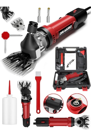 Dragro Alman Drg-4200w Devir Ayarli Bakir Sargili Çelik Şanzuman Koyun Keçi Kirkma Makinesi -kırmızı
