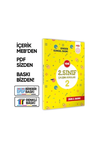 2026 MEB İlkokul 2.Sınıf Çalışma Soruları 2 Tüm Dersler Kazanım Pekiştirme Kitabı BASKI ÜCRETİ