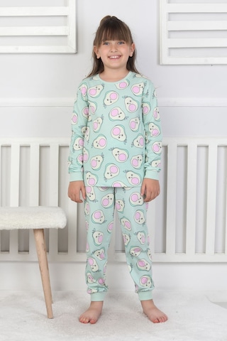 Cute Avocado Desenli Kız Çocuk Pijama Takımı Yeşil