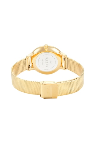 Obaku Denmark V295lxgwhg Quartz Çelik Hasır Altın Rengi Beyaz Kadran 34 Mm Kadın Kol Saati