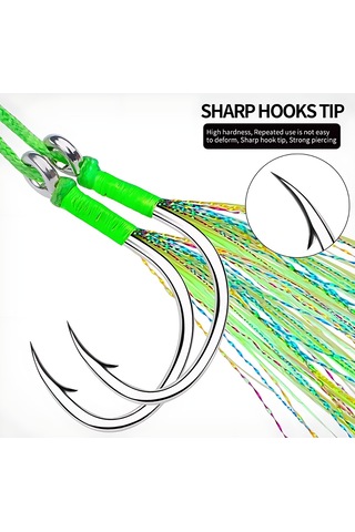 Hokkaido 1/0 Numara 1 Adet Çiftli,glow Simli ,jig Asist,iğne Boyu 32 Mm No:1/0