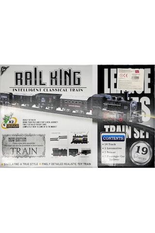 Pilli Işıklı 19 Parça Tren Seti Mega Set Raylı Kutulu Hareketli Çuf Çuf Tren Trex