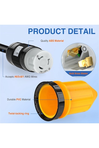 Xurunkeji 50amp Rv Güç Kablosu Büküm Kilitli Fiş, Önyükleme Kilitli Kapak, 125/250v Dişi Kilitli Kıyı Değiştirme Girişi