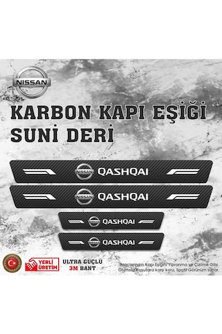 Nissan Qashqai Uyumlu Deri Karbon Kapı Eşiği Koruyucu Bant 4 Adet