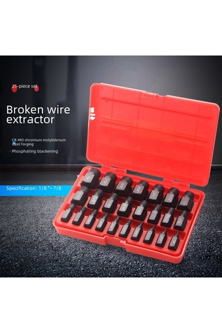 Aubyhe 25 Parça İngiliz Standardı Kırık Vida Çıkarıcı Seti - Kaygan, Hasarlı Cıvata Ve Somunları Çıkarma Aleti 10 Parça Boşluklu Çıkarıcı Dahil