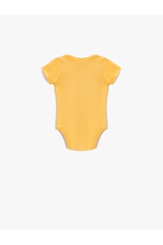 Koton Baskılı Kısa Kollu Çıtçıtlı Body Pamuklu Sarı 2ynb10427ok