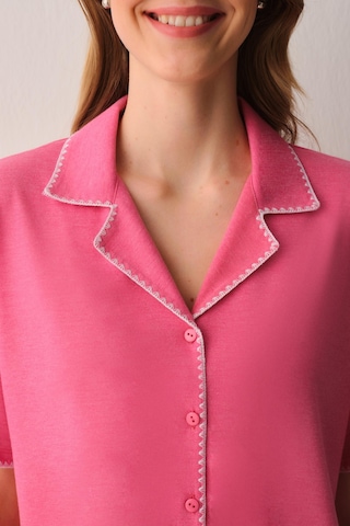 Suwen Hilary Gömlek Yaka Pijama Takımı Sh26628660b880 Pembe Melanj