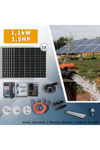 1.5hp-1.1kw Monofaz 230v Pompa İçin Solar Sulama Paketi