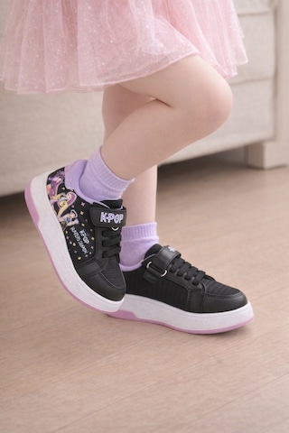 Mini Bonito Kız Çocuk Desenli Simli Günlük Sneaker Ayakkabı Siyah