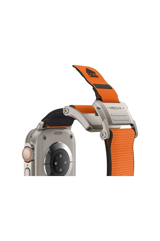Watch 10 46mm Uyumlu Mohseven İwatch Mecha Sport Hasır Kordon Titanyum-turuncu