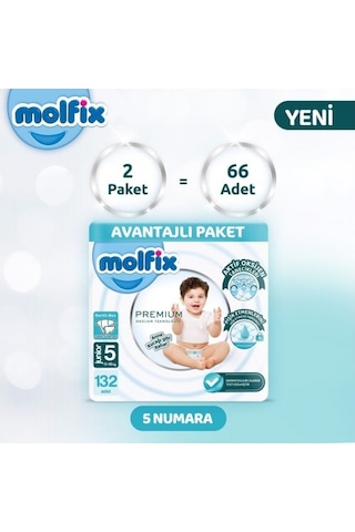 Molfix Premium Avantajlı Paket 66'lı x 2 132Adet PKT.MOLFIX.104 5 Numara