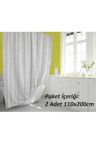 Tropik Home-mermerdesen Beyaz-çift Kanatlı Banyo Perdesi 110x200