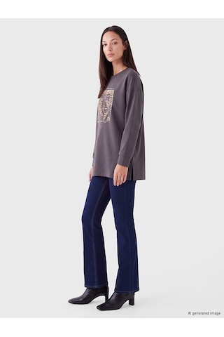 Lcw Everyday Gri Soft Touch Oversze Kadın Sweatshirt Tunik Diğer