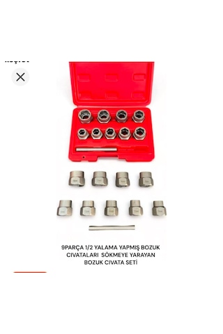 10 Parça 1/2" Yıpranmış Cıvata Ve Bozuk Somun Sökme Lokma Seti