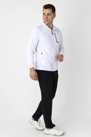 Crozwise Spor Lycra Erkek Eşofman Takımı Beyaz 1247-08